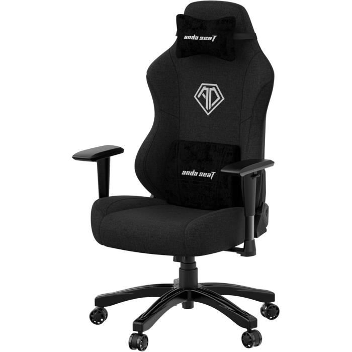 Chaise Gaming - ANDASEAT - Phantom 3 - Tissu Noir - Accoudoirs Réglables 2D - Confort Ergonomique
