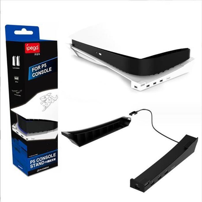 Support Horizontal pour Nouvelle Console PS5 Slim avec Hub USB 4 Ports,  Base Support Accessoires pour Playstation 5 Slim Disc & Digital Edition