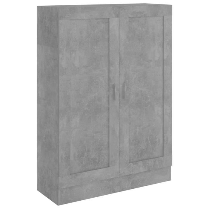 Bibliothèque - ASHATA - Gris béton - 82 5x30 5x115 cm - 3 étagères - Meuble de salon
