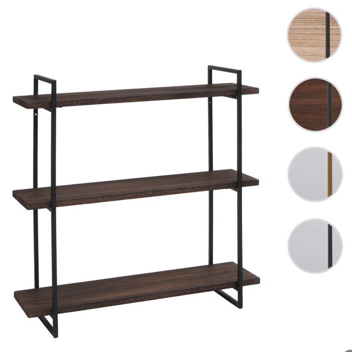 MCW Etagère murale MCW-K78 Industrial 60x60x18cm brun foncé métal noir MCW Etagère murale MCW-K78 Industrial 60x60x18cm brun foncé métal noir