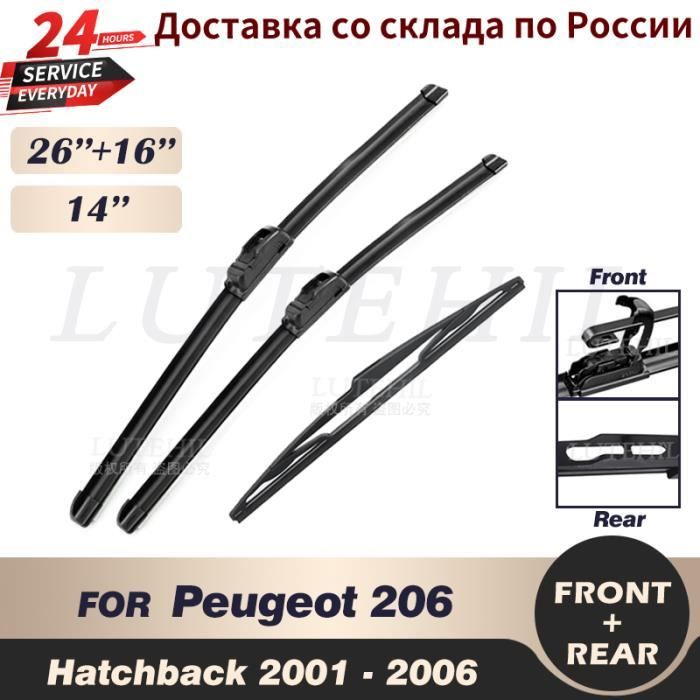Conduite à gauche - Kit de balais d'essuie-glace avant et arrière pour Peugeot 206 Hatchback 2001-2006 2002 2