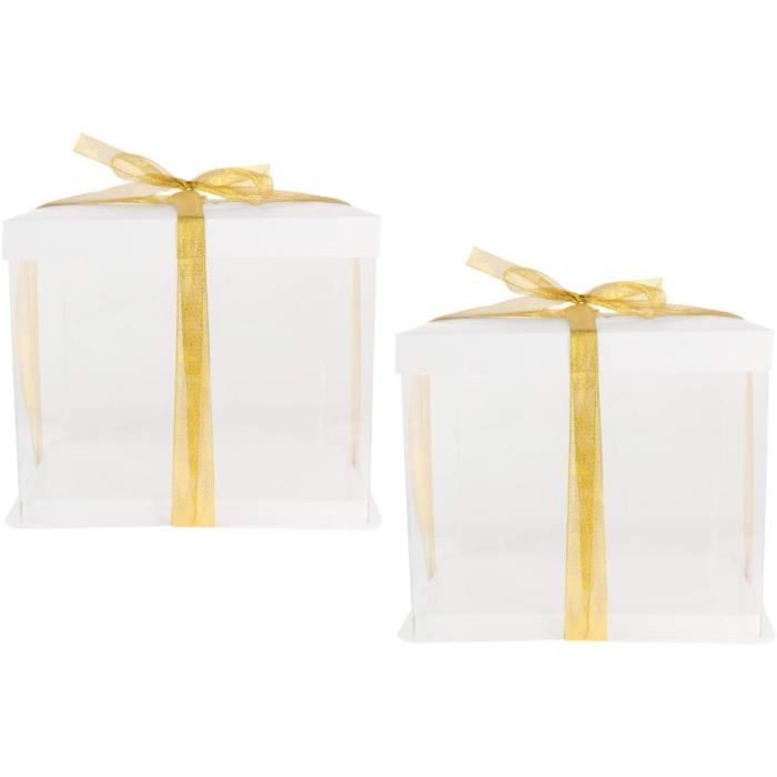 Lot De 6 Boîtes à Gâteaux Transparentes 13x13x15 Cm – Avec Rubans – Noires – 12 Pouces