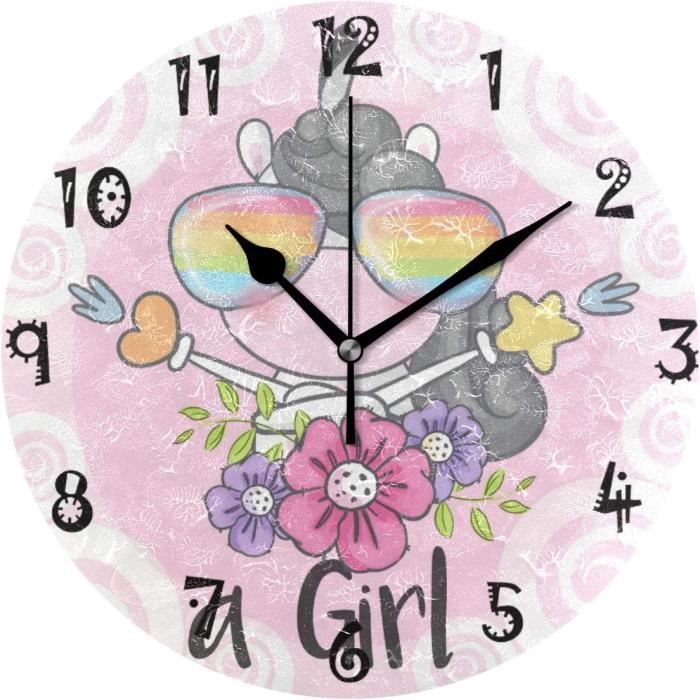 Horloge Murale Licorne 30cm Pour Enfants - Silencieuse, Facile à Lire - Décoration Chambre Fille