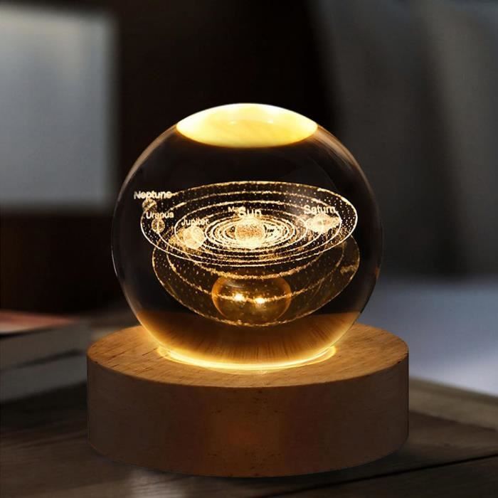 Boule De Cristal 3D De 6cm, Planète En Cristal, Veilleuse Gravée Au Laser, Système Solaire, Globe D'astronomie, Cadeau D'anniversaire, Décoration De Bureau Pour La Maison