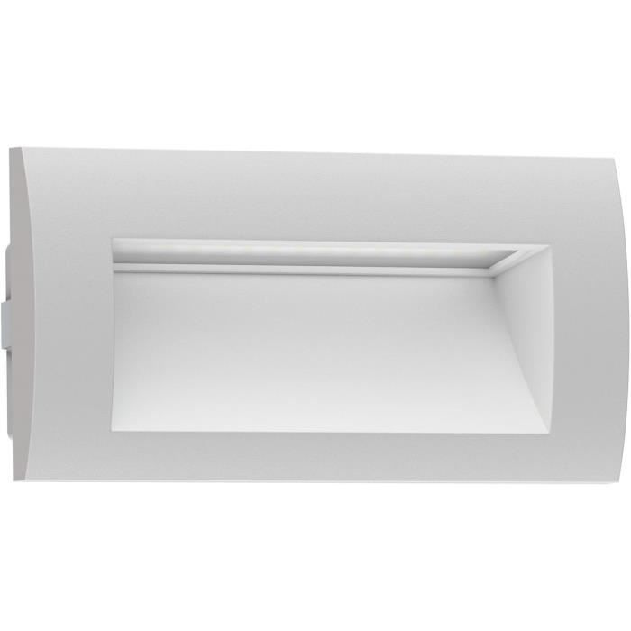 4 Spotlights LED Encastrés Extérieur NOLA - IP54 Aluminium - 140x70mm - Blanc Chaud 3000K - 3W