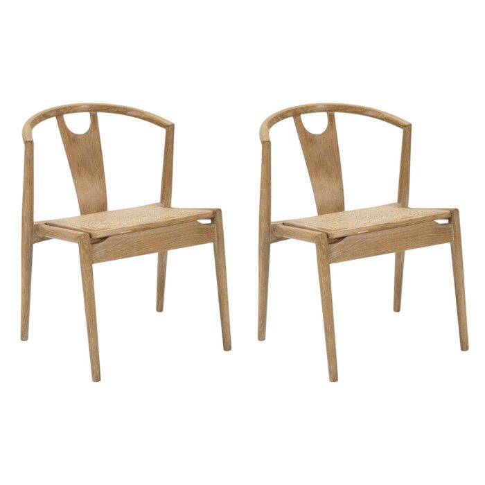 Lot de 2 Chaises en Bois Japon 76cm Naturel