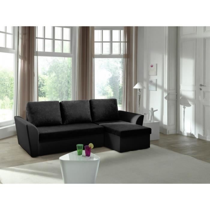 Canapé Angle Réversible Convertible Noir Neptune Achat