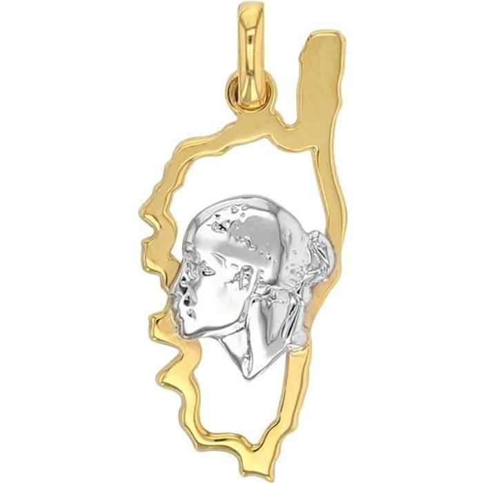 Jouailla - Pendentif Corse en Or 375-1000 avec tête de Maure en Or blanc (396240BI)