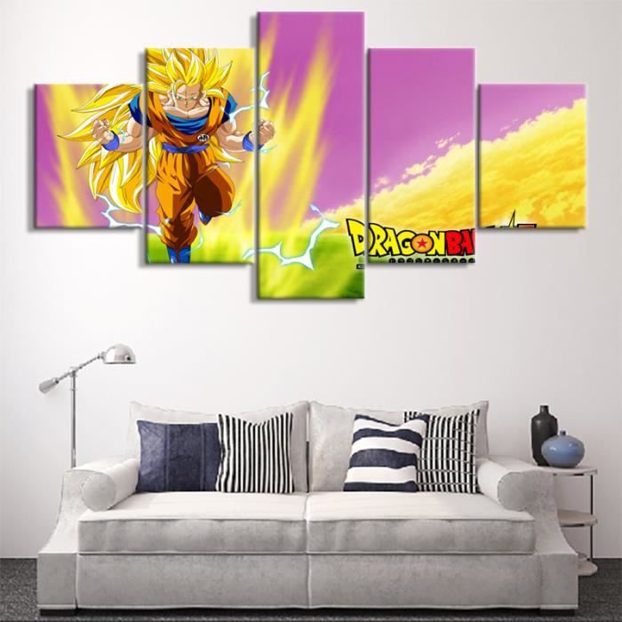 Toiles imprimées 5 pièces dragon ball Goku images modernes décor mural pour  salon (sans cadre sans étirement) - Cdiscount Maison
