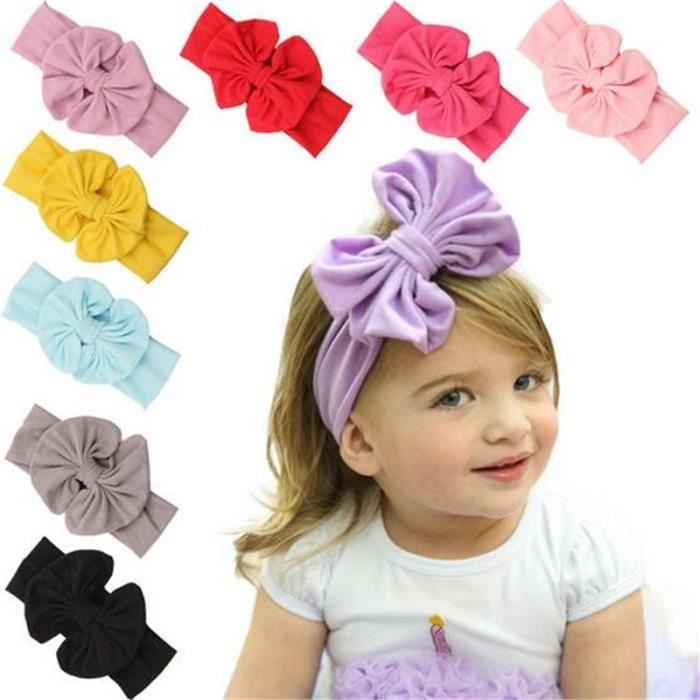 POIUDE 4 Pcs Bébé Fille Bandeau Cheveux Elasticité Doux Coton Bandeaux  Accessoires BaptêMe FêTe Photographi Pour 0-2 Ans(C,Taille unique) :  : Mode