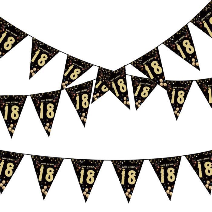 18 Ans Bannière Joyeux Anniversaire Noir Or Toile De Fond