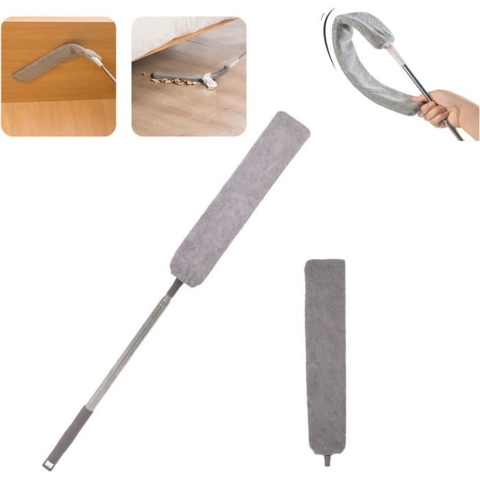 Plumeau Rétractable Extensible – Jusqu'à 188 Cm, Avec Housses Microfibre – Pour Poussière Sous Meubles