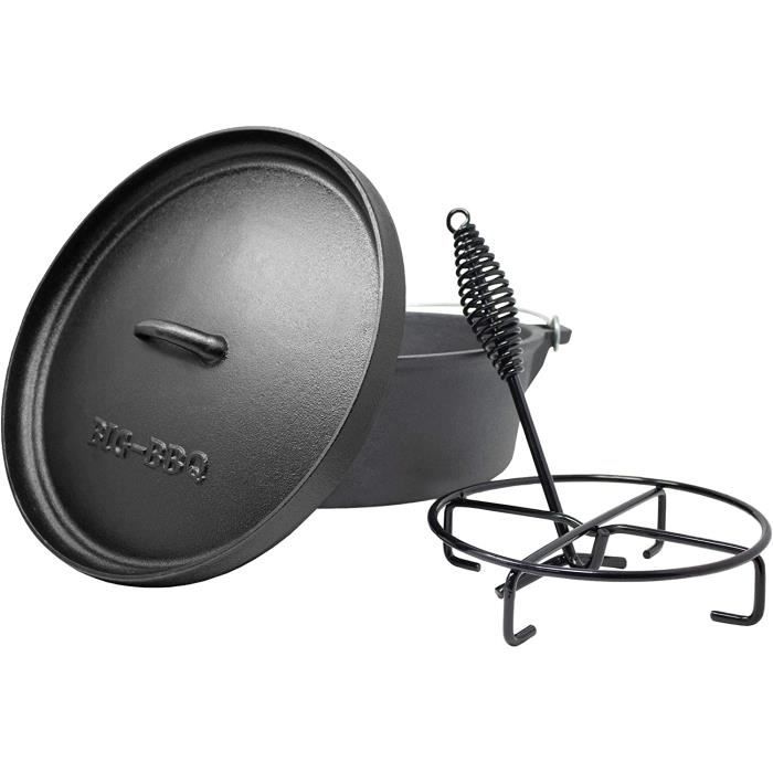 Four Hollandais ToCis Big BBQ 13.6L - Fonte Pré-assaisonnée - Pour Camping Et Barbecue - Avec Accessoires