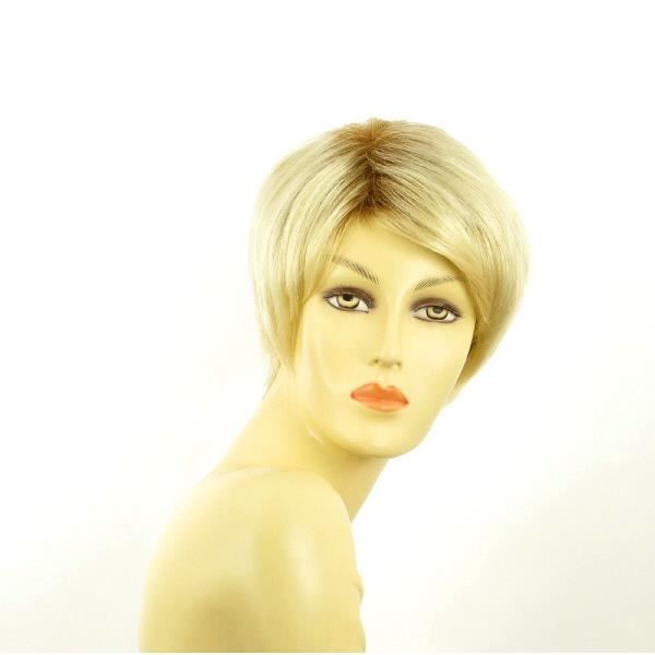 Perruque Courte Femme Alicia YS - Blond Méché Racines Foncées - Fibre Synthétique Réaliste - Neuf Avec étiquettes