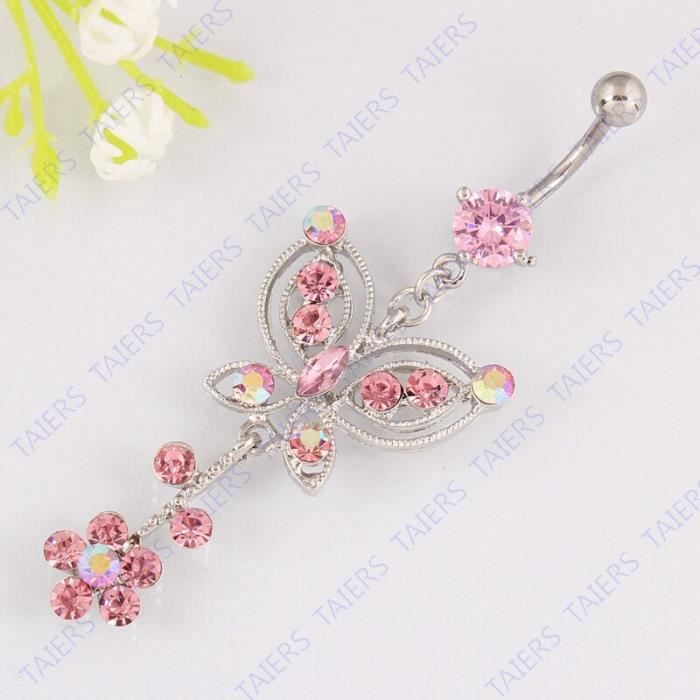 Piercing nombril papillon – couleurs éclatantes