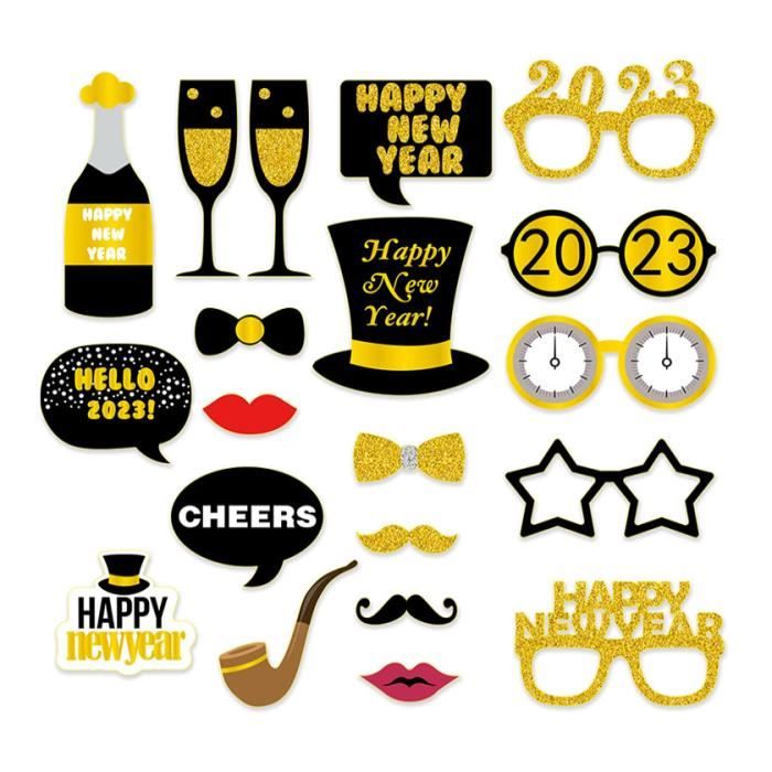 Lot de 20 accessoires photo Nouvel An 2023, accessoires photo pour fête du Nouvel  An, accessoires photo de fête, accessoires photo - Cdiscount Maison
