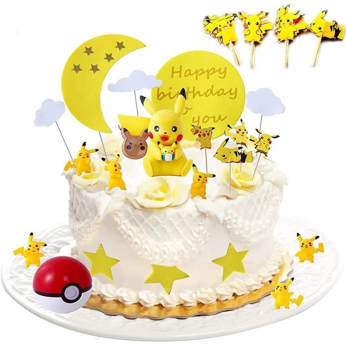 Décoration de Gâteau PikachuDécoration Gâteau Étoile de LuneDécoration d'Anniversaire PikachuDécoration Pikachu pour EnfantsA [455]