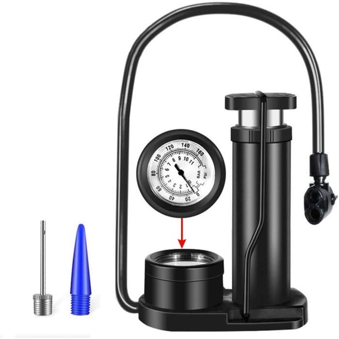 Pompe De Sol Vélo Avec Manomètre XIAOXIN - 160 PSI Valves Presta Schrader Noir