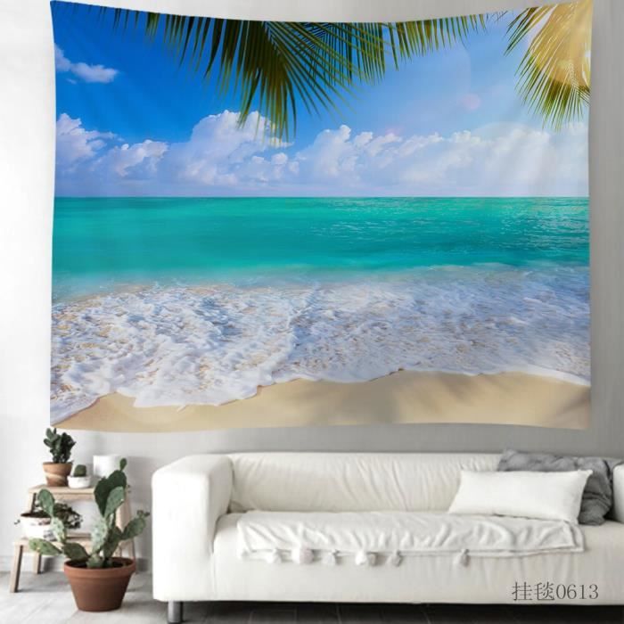 Décoration murale,Grande tapisserie murale 3D paysage océan plage tenture murale pour chambre à coucher salon - Type 3-95X70