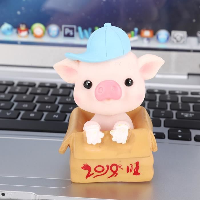 STATUE DE COCHON Secouant La Tête Mini Décors Artisanaux En Résine