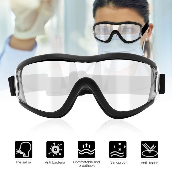 PC lentille transparente coupe-vent anti-impact protection des yeux lunettes de sécurité lunettes anti-salive(Noir ) HB010