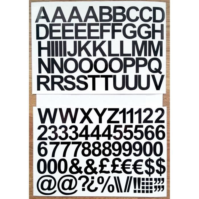 Lettres et chiffres en vinyle auto adhésifs 1 2 3 pouces autocollants supérieurs pour voiture