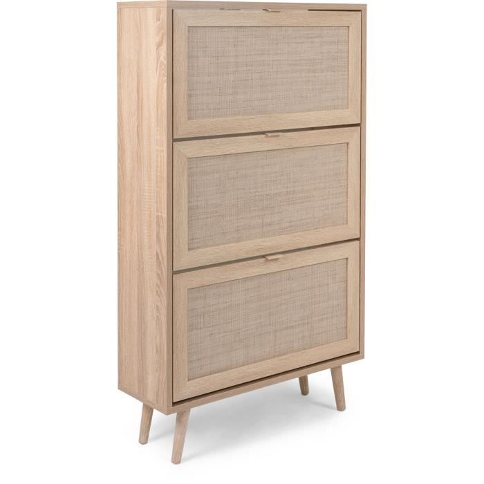Finori Armoire à chaussures Bali 49A Chêne sonoma/ impression de canne 441175