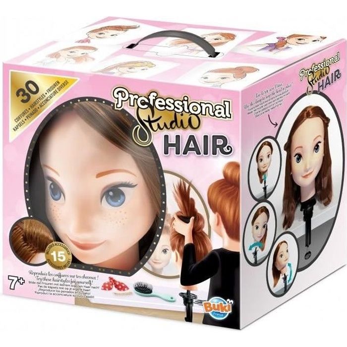 Kit de coiffure BUKI FRANCE Professional Studio Hair - Tête à coiffer de qualité professionnelle avec accessoires