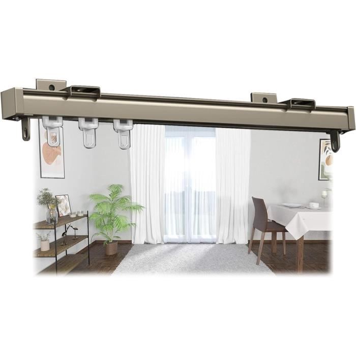 Rail De Rideau ZAQYCM Ajustable – Installation Mur/plafond – Coupe Sur Mesure Jusqu'à 4,5m – Pour Grandes Baies Vitrées