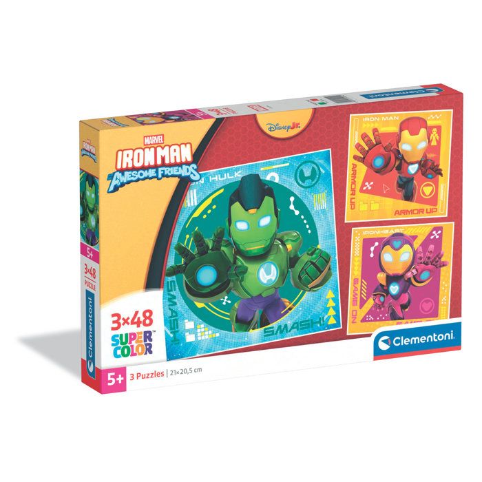 Coffret 3 puzzles 48 pièces Clementoni Square Iron Man and his Awesome - vue 2