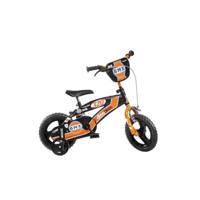 Vélo enfant - DINO - 14 pouces - Pneus gonflables - 2 freins - Stabilisateurs