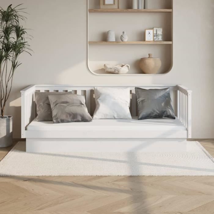 famirosa lit de jour blanc 100x200 cm bois de pin massif-1570