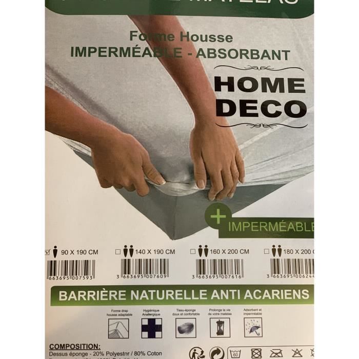 Protège Matelas - BY HOME DECO - 200 x 200 cm - Imperméable - Anti-acariens - Hygiénique Protège Matelas - BY HOME DECO - 200 x 200 cm - Imperméable - Anti-acariens - Hygiénique