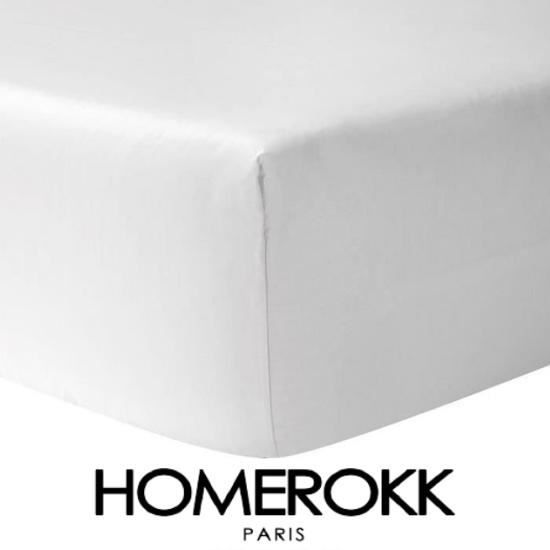 Drap Housse - HOMEROKK - 200 x 200 cm - 100% coton - 57 fils/cm² - Grand bonnet 25 cm Drap Housse - HOMEROKK - 200 x 200 cm - 100% coton - 57 fils/cm² - Grand bonnet 25 cm