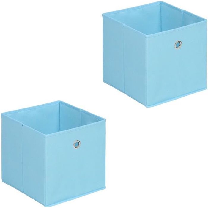 Lot de 2 tiroirs en tissu bleu clair ELA boîte de rangement