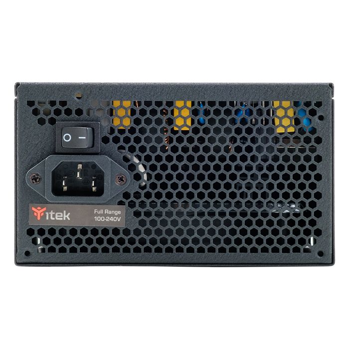 ITEK Voeding voor PC BS650 EVO - 650 W, HDB hydraulische dynamische lager 12 mm, actieve PFC-bescherming, efficiëntie certificering 80 Plus Brons, HDB ventilator 12 cm, halfmodulaire gratis plug
