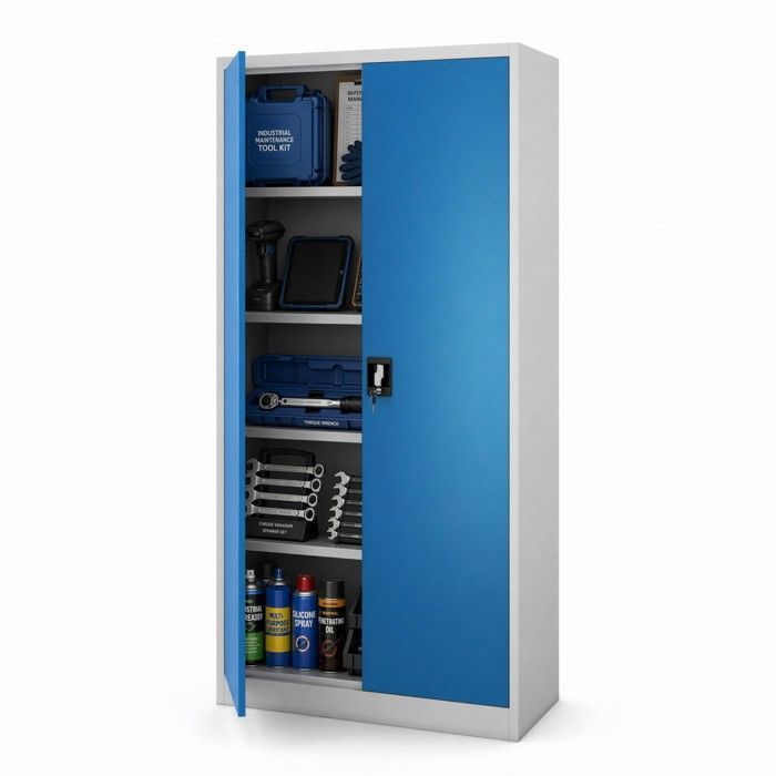 Armoire en métal verrouillable JAN H 900 x 1950 x 400 mm gris bleu