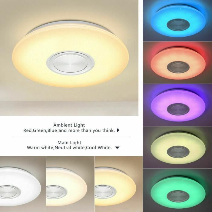 21W RGB Plafonnier LED Changeur de Couleur Verre Télécommande Dimmable Chambre à 21W RGB Plafonnier LED Changeur de Couleur Verre Télécommande Dimmable Chambre à