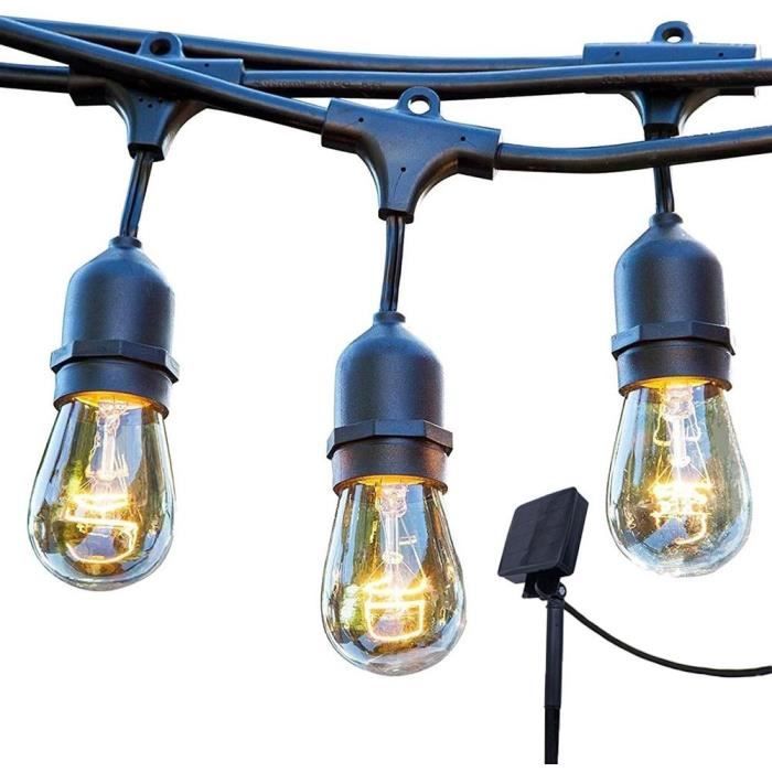 Guirlande lumineuse solaire - LUMISKY - MAFY SOLAR - 6.50 m - 10 ampoules à filament vintage - LED blanc chaud