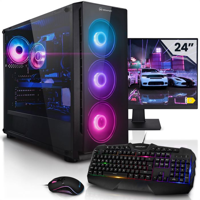 Vente Ordinateur de bureau Megaport Super Méga Pack Challenger - AMD Ryzen 5 2600 6x3.40 GHz • GeForce GTX1660 • 24" LED • Clavier et souris gamer • 16Go RAM pas cher Vente Ordinateur de bureau Megaport Super Méga Pack Challenger - AMD Ryzen 5 2600 6x3.40 GHz • GeForce GTX1660 • 24" LED • Clavier et souris gamer • 16Go RAM pas cher
