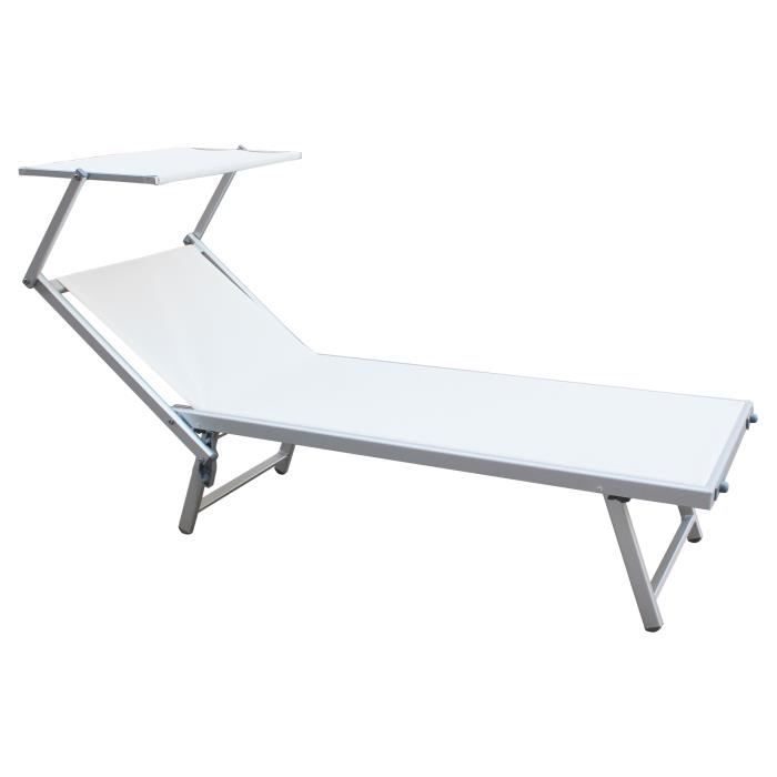 Chaise longue de plage blanche en aluminium Rebecca Mobili - Relaxation et design - 186x61x38 cm