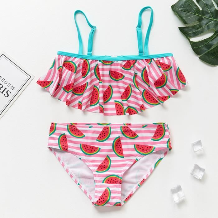 Maillot De Bain Bikini Bébé Fille à Volants Et Pois Cerises - Taille 12M/18M - Neuf Avec étiquette