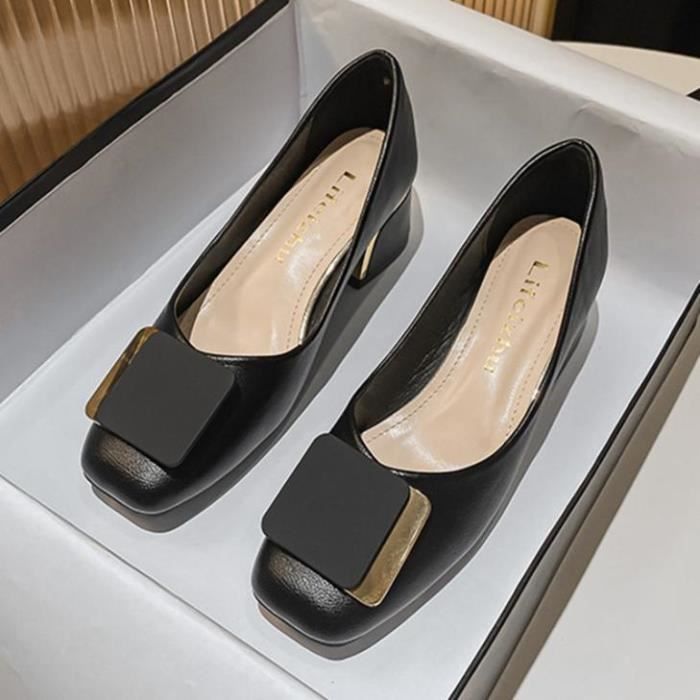 chaussure femme talon carre noir