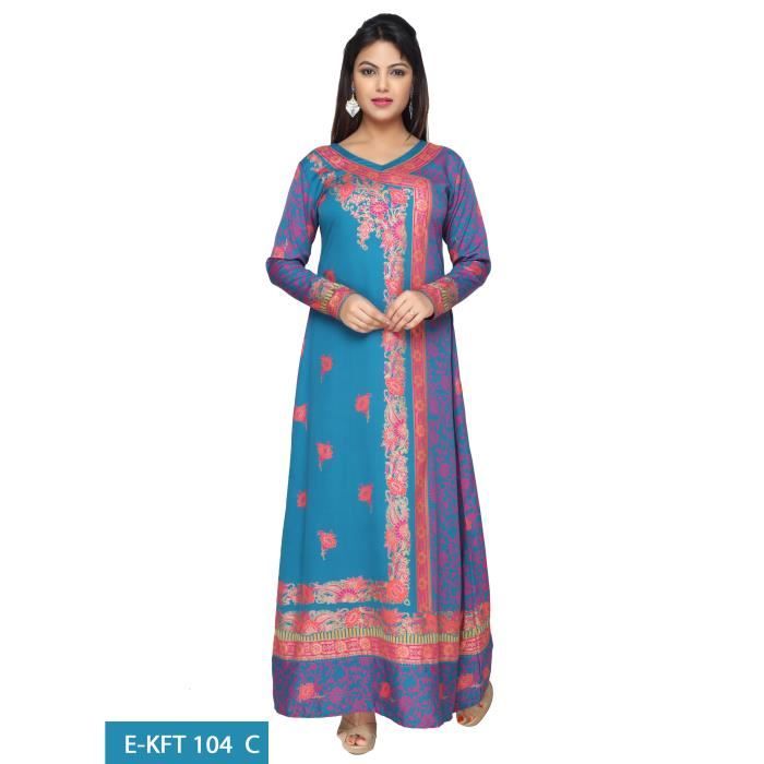 Caftan Maison Ethnique Bleu Turquoise Tunique Longue Taille S au 6XL