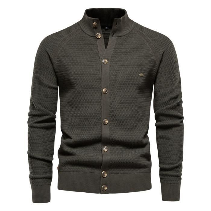 Cardigan Homme,Cardigan hommes avec Col Droit,Pull homme en Ouvrez