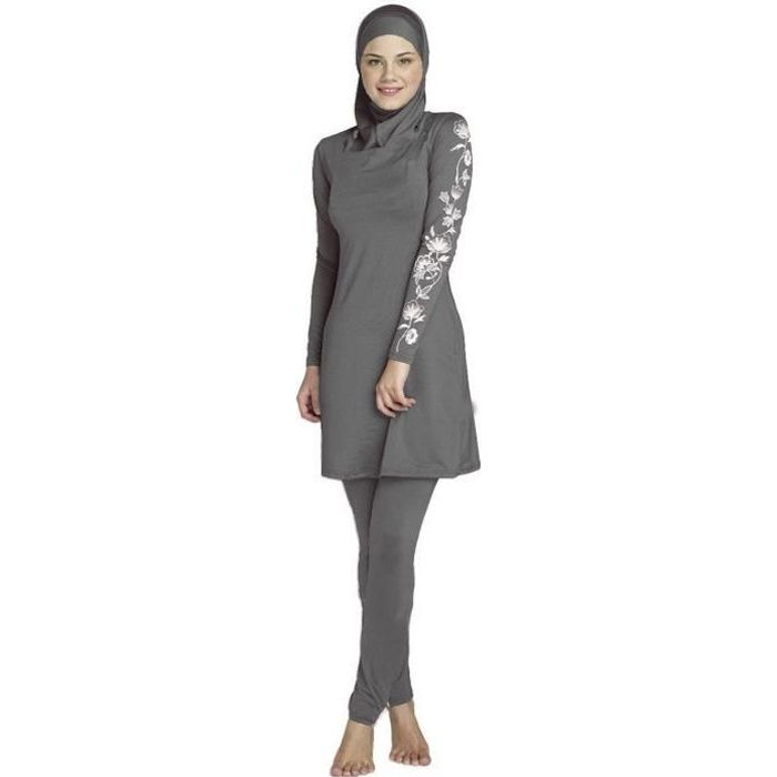 Burkini Musulman 3 Pièces – Maillot De Bain Modeste Manches Longues, Couverture Complète Pour Femme