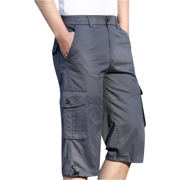 Shorts Pour Hommes En Coton - Style Casual, Streetwear, Taille Élastique Avec Cordon