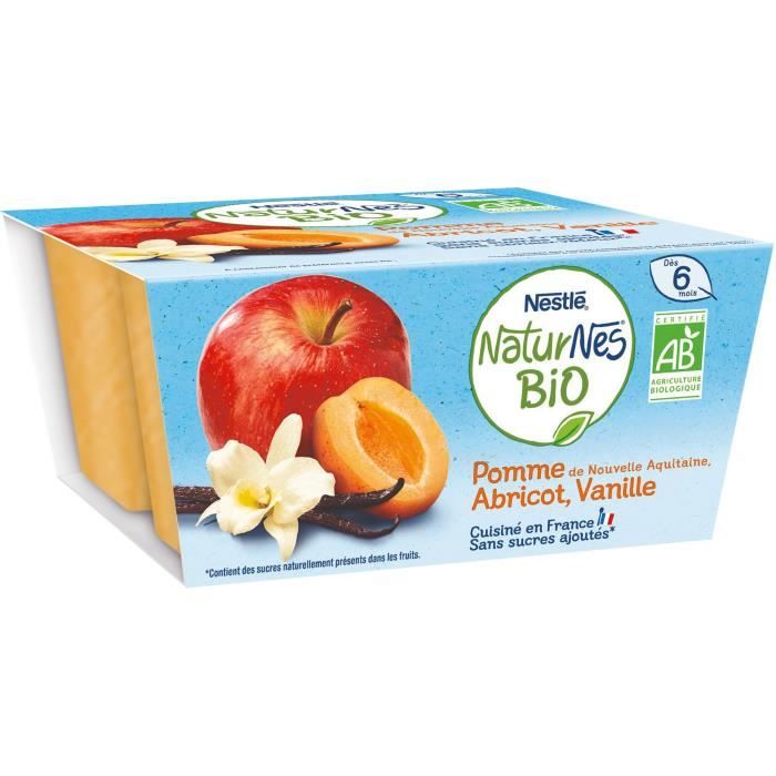 Nestle Naturnes Dessert Pour Bebe Des 6 Mois Compote Pomme Abricot Et Vanille Bio 4 Pots X 90 G Achat Vente Compote Dessert Fruite Nestle Naturnes Dessert Pour Bebe