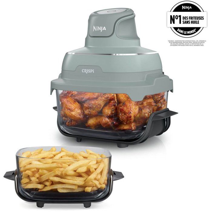 Friteuse sans huile en verre - Ninja - CRISPi FN201EUGN8 - 2 capacités 2 3L+3 8L - 4 modes de cuisson - Sans PFAS - 1700W