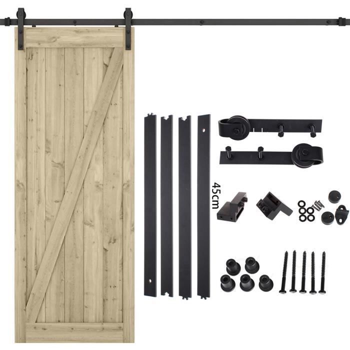 180CM Quincaillerie Kit de Rail Roulettes pour Porte Coulissante Hardware  pour une Porte Suspendue en Bois - Cdiscount Bricolage